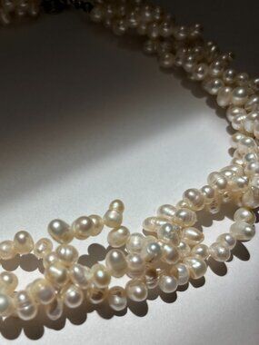 Freshwater Pearl Twist Necklace | Multi Strand Pearl Collar Necklace